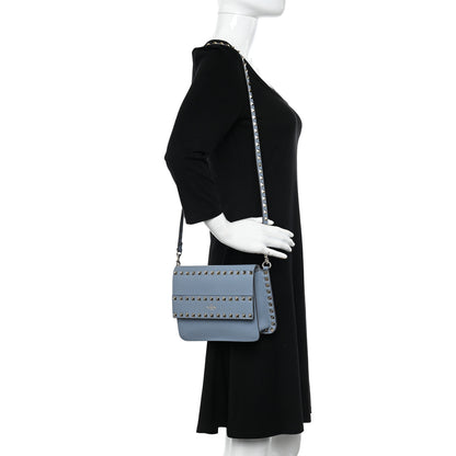 Valentino Garavani Grained Calfskin Small Rockstud Flap Crossbody Bag Niagara 2 of 12