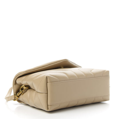 Saint Laurent Calfskin Y Quilted Monogram Toy Loulou Crossbody Bag Dark Beige 4 of 11
