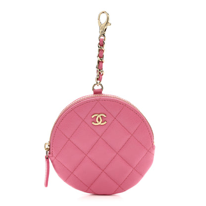 Chanel Caviar Quilted Round Clip On Coin Purse Pink 1 of 8