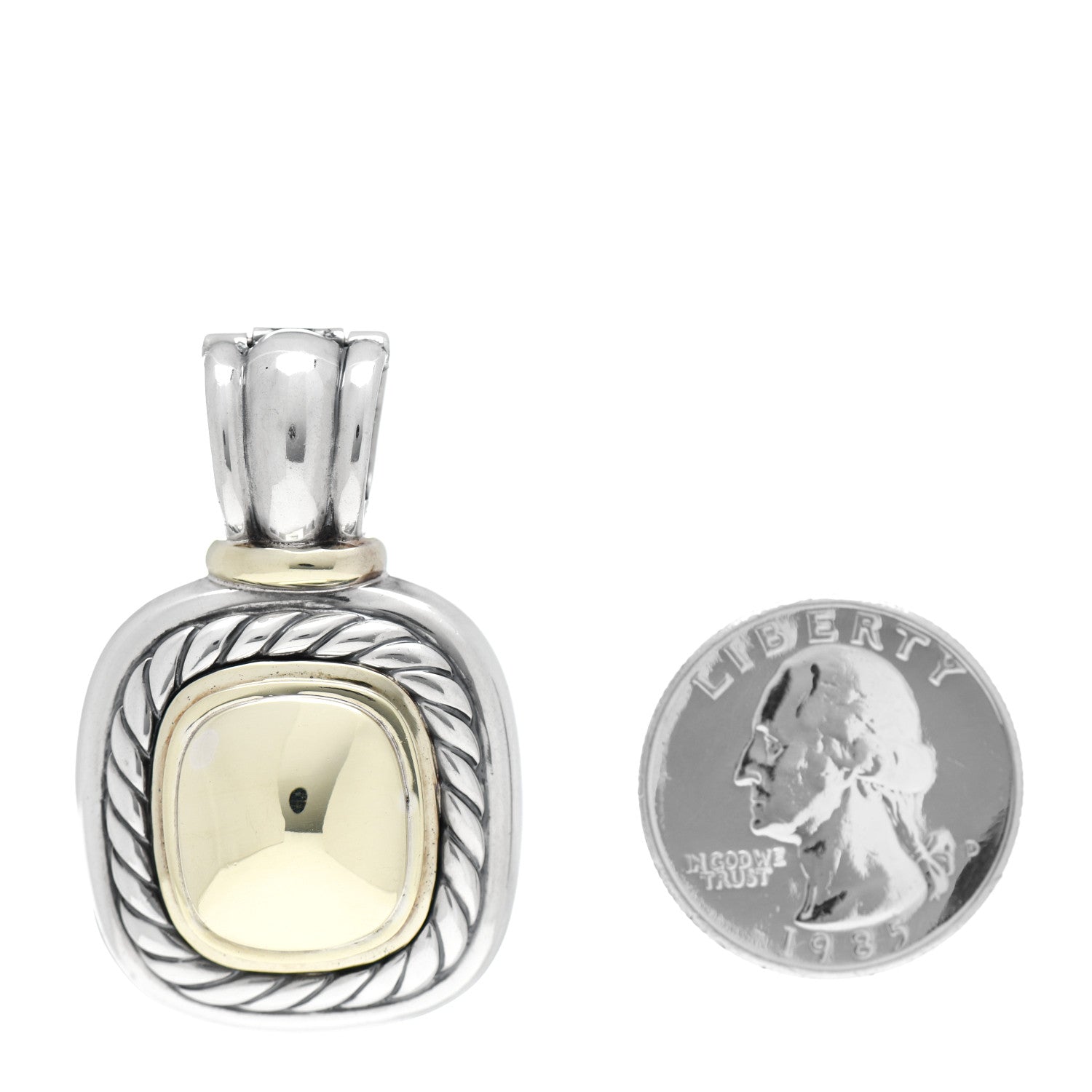 David Yurman Sterling Silver 14K Yellow Gold 20mm Albion Enhancer Pendant 2 of 3
