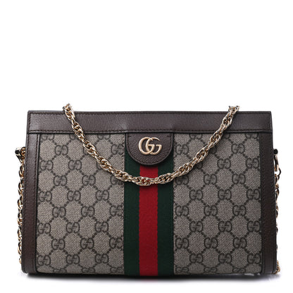 Gucci GG Supreme Monogram Web Small Ophidia Chain Shoulder Bag Brown 1 of 7