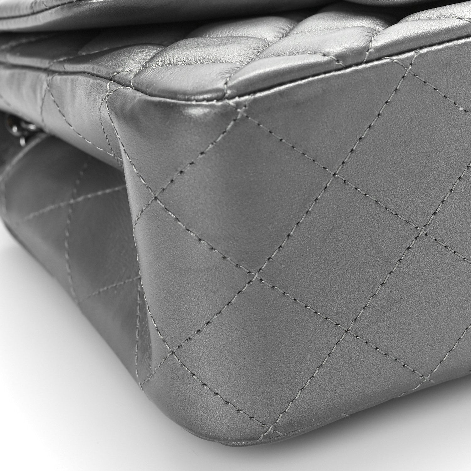 Chanel Metallic Lambskin Quilted Mini Square Flap Dark Silver 8 of 9