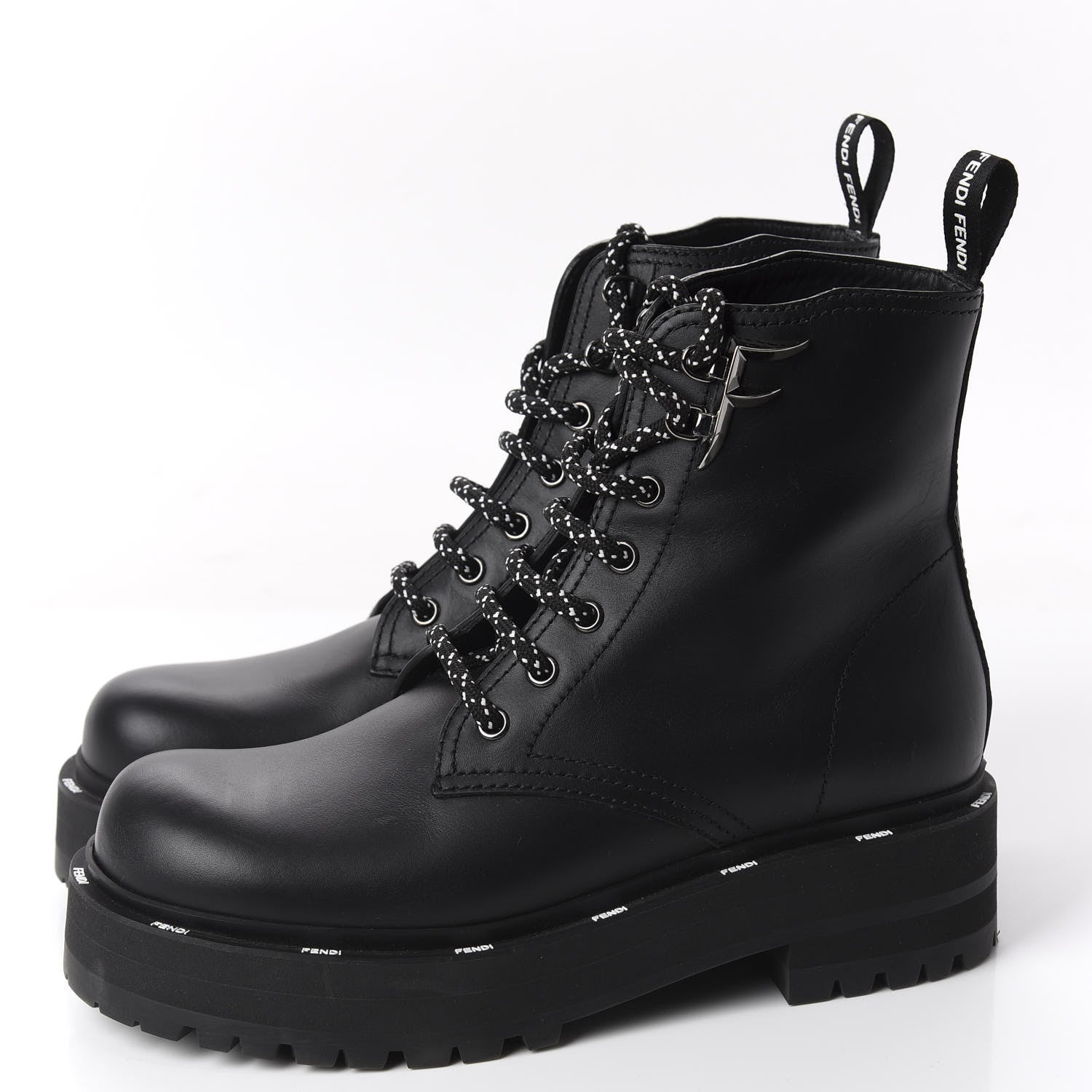 Fendi Calfskin FFreedom Platform Biker Boots 37.5 Black 2 of 8