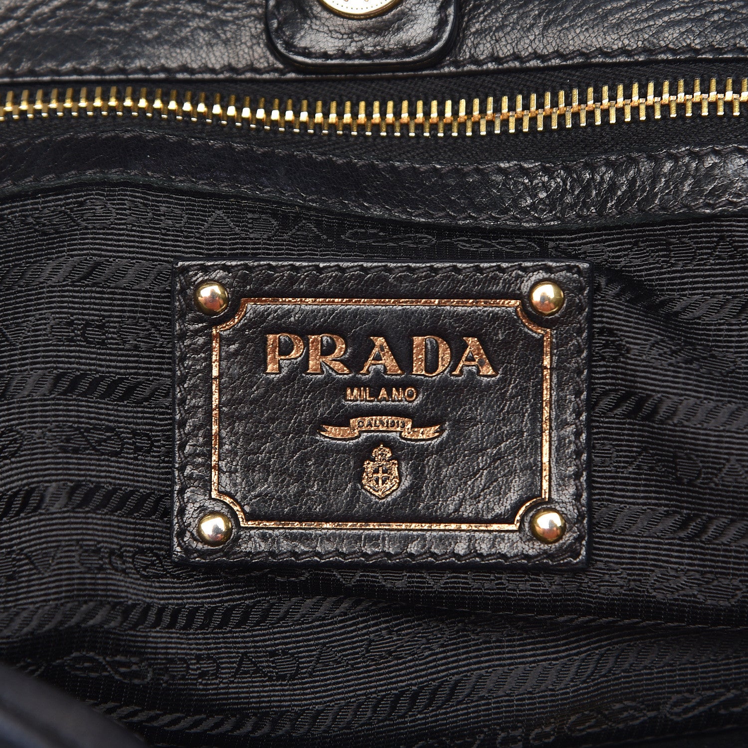 Prada Cervo Shine Shoulder Bag Black 6 of 18