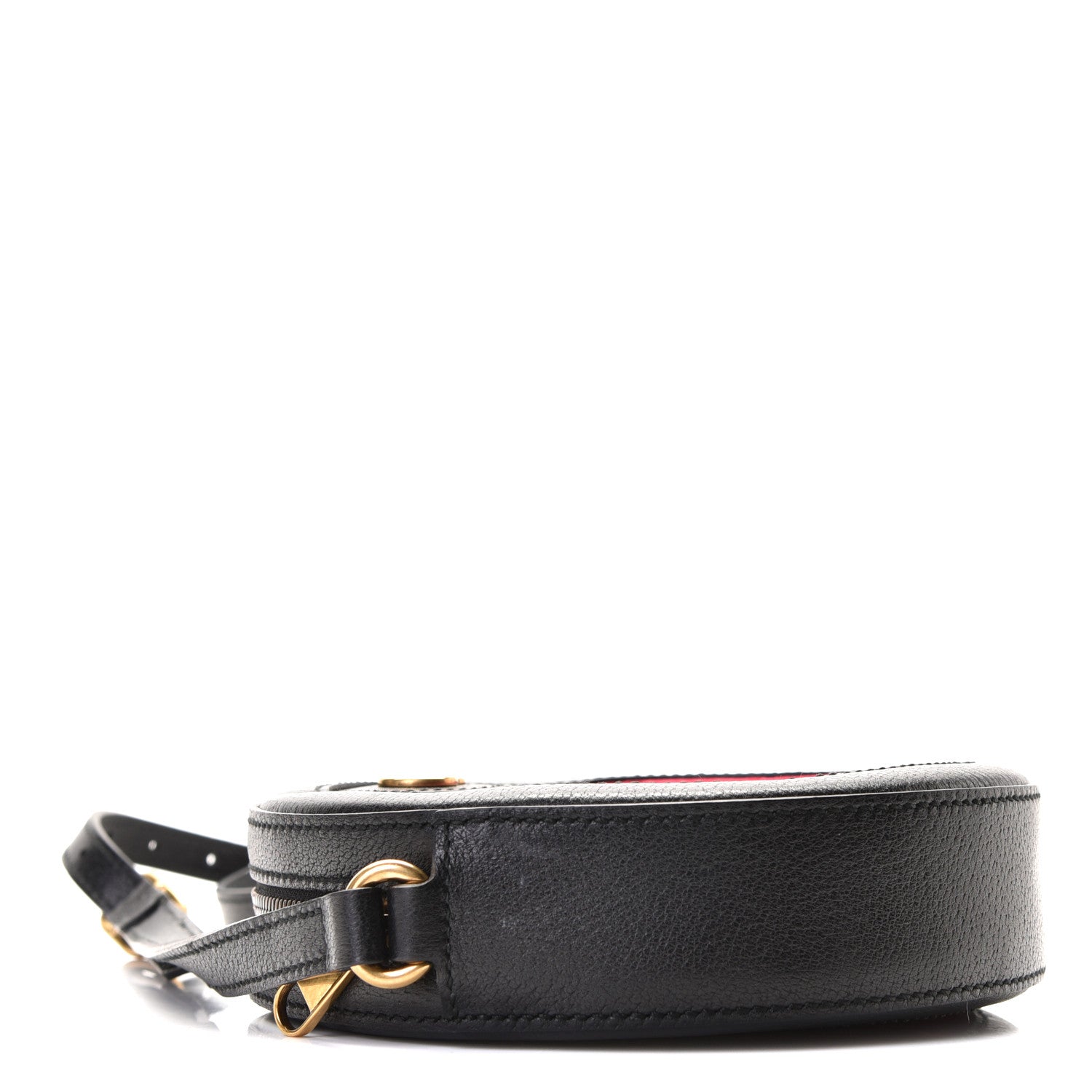 Gucci Velvet GG Monogram Textured Calfskin Round Shoulder Bag Red Cipria Black 4 of 8