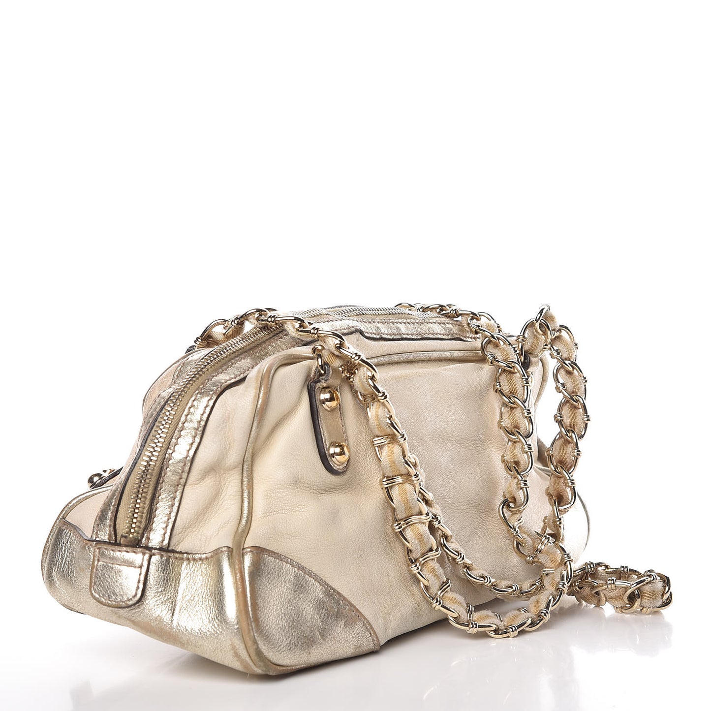 Goatskin Small Capri Bowler White Gold