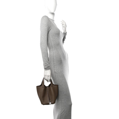 Hermes Taurillon Clemence Picotin Lock 18 PM Etoupe 2 of 10