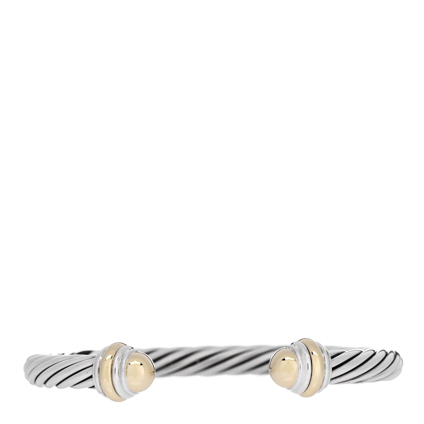 Sterling Silver 14K Yellow Gold 7mm Cable Classics Dome Bracelet