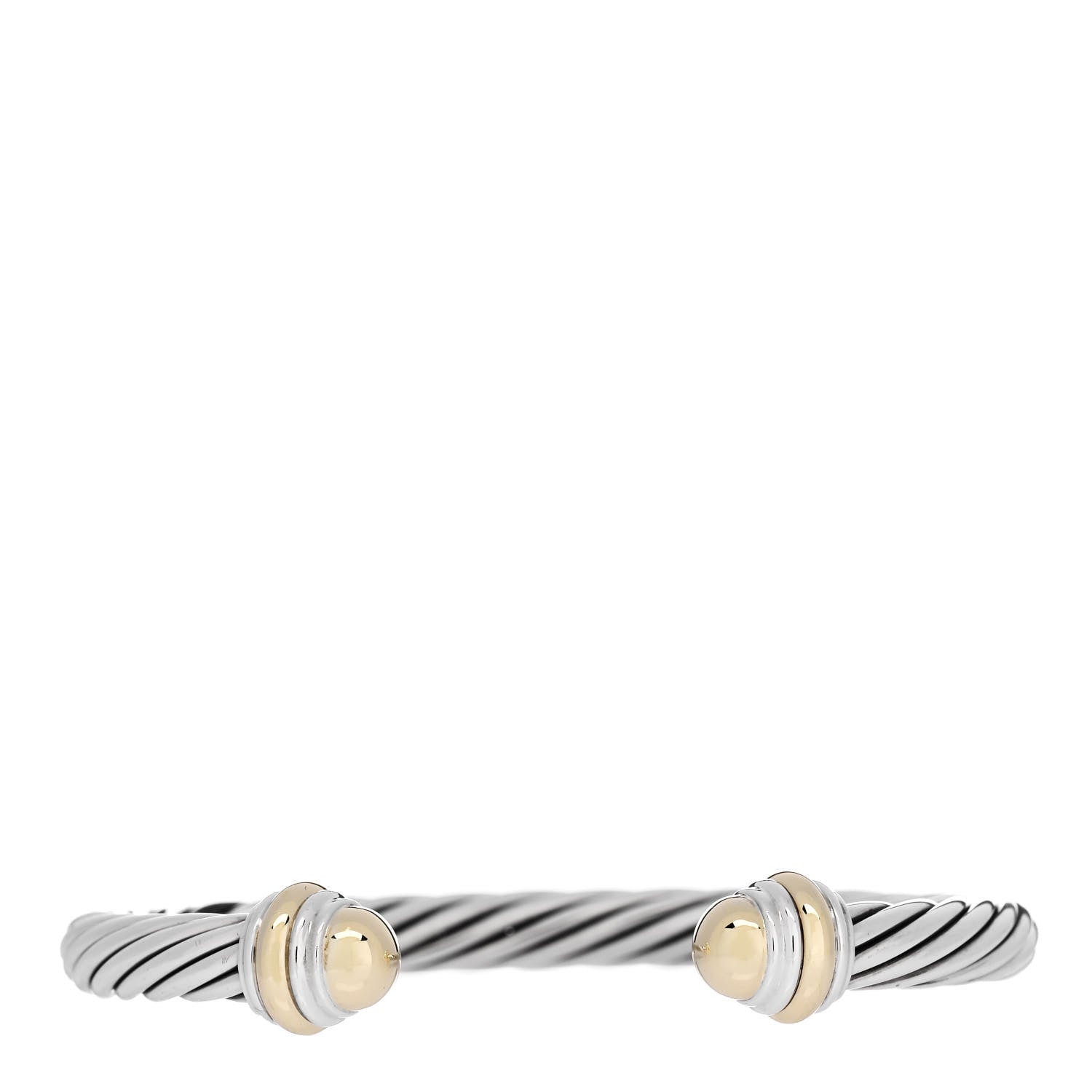 David Yurman Sterling Silver 14K Yellow Gold 7mm Cable Classics Dome Bracelet 1 of 3
