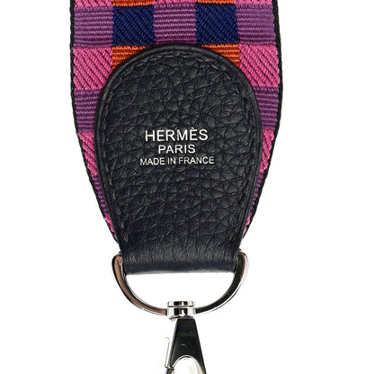 Hermes Toile Swift 50mm Maxi Quadrille Shoulder Strap Saphir Anemone Capucine Black 3 of 4