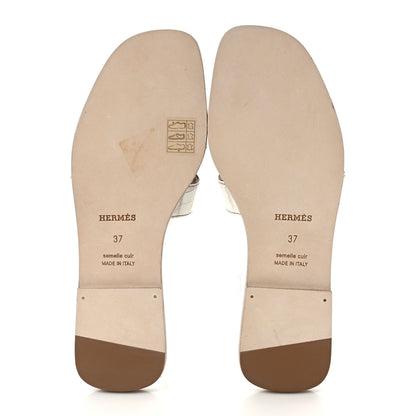 Hermes Matte Niloticus Crocodile Himalaya Oran Sandals 37 Blanc 5 of 9