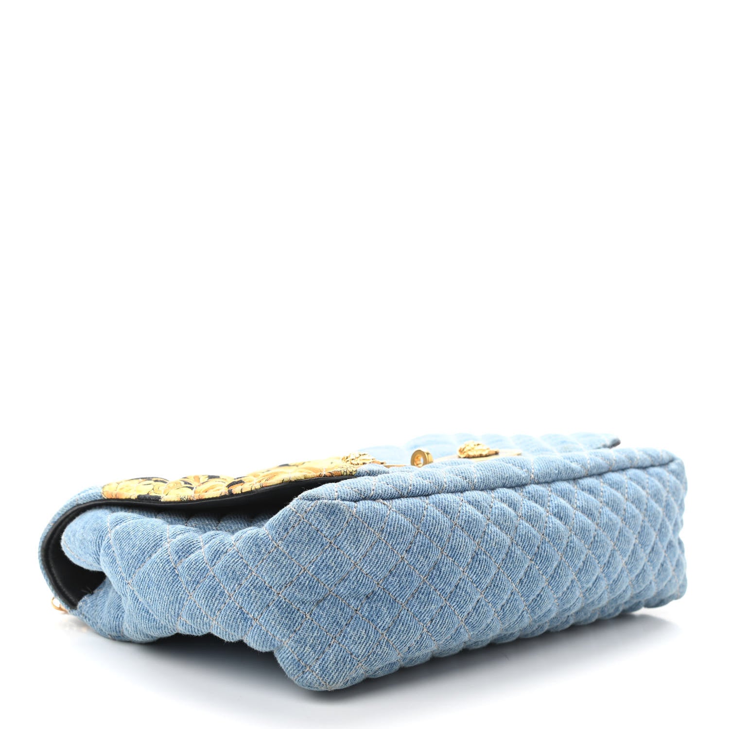 Versace Denim Barocco Printed Icon Small Crossbody Bag Blue 4 of 9
