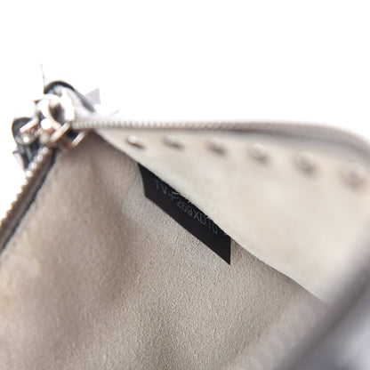 Valentino Garavani Metallic Pebbled Calfskin Large Rockstud Zip Pouch Silver 7 of 7