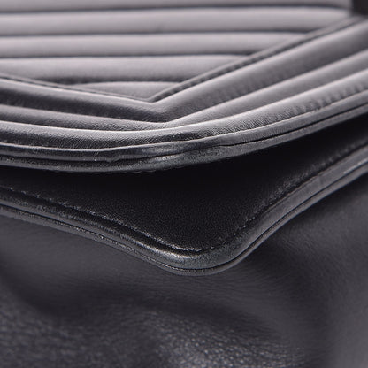 Chanel Calfskin Chevron Quilted New Medium Boy Flap Black 9 of 14