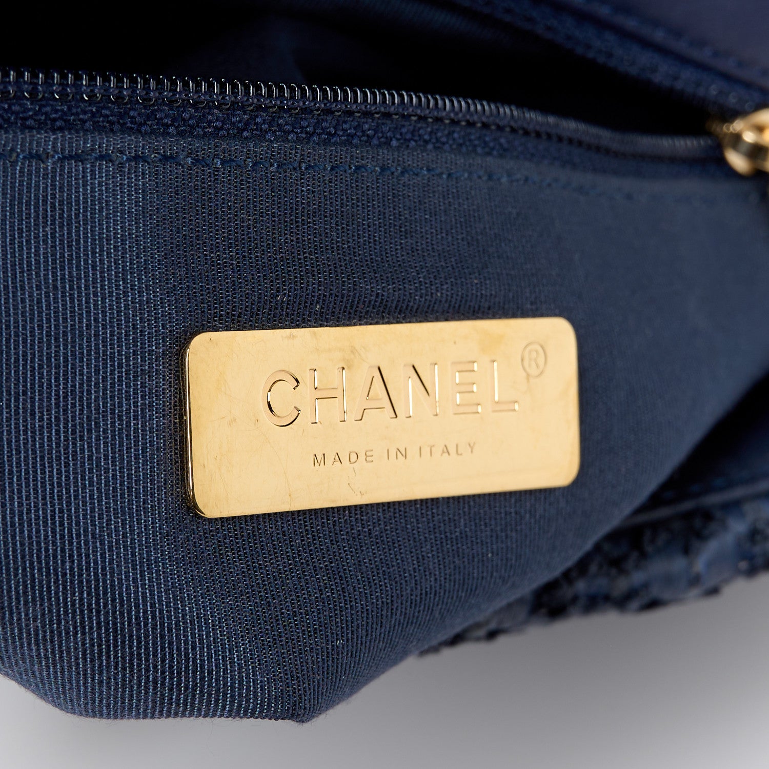 Chanel Raffia Tweed Quilted Medium Chanel 19 Flap  Navy 6 of 10
