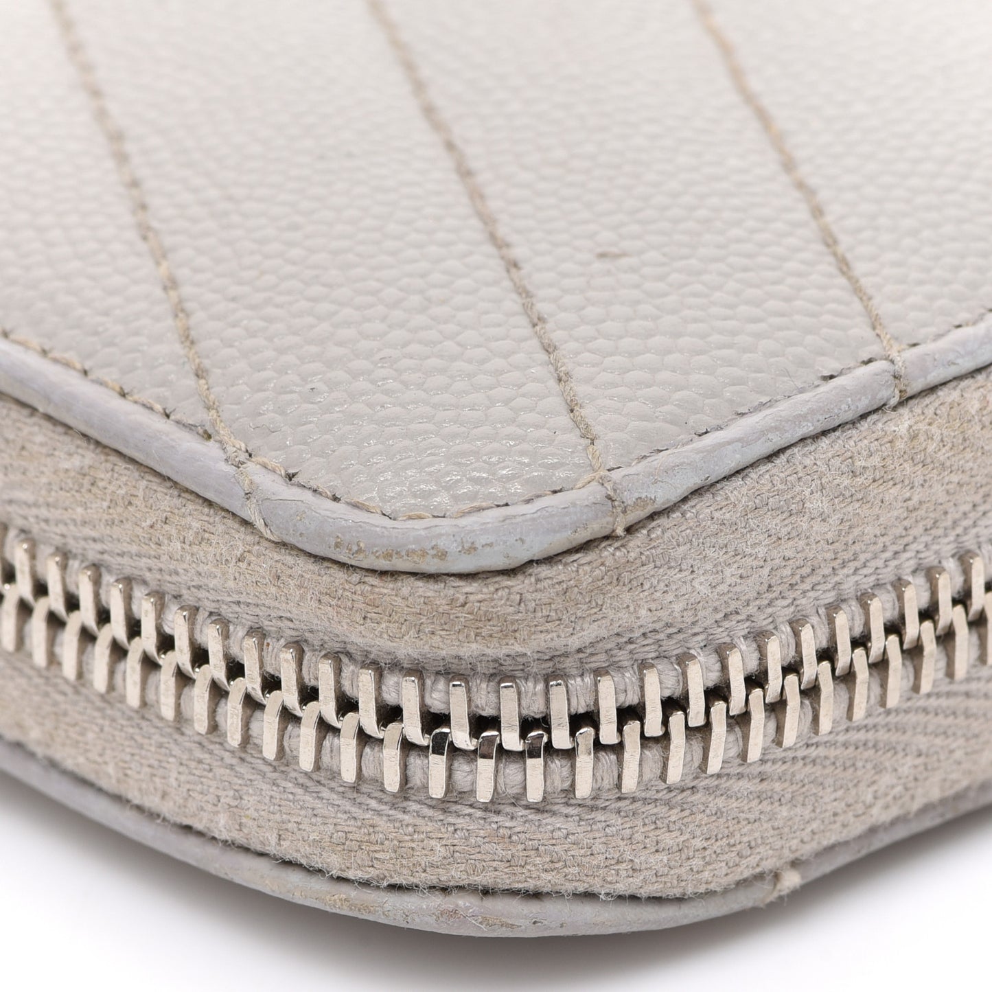 Grain De Poudre Matelasse Chevron Monogram Zip Around Wallet Granite