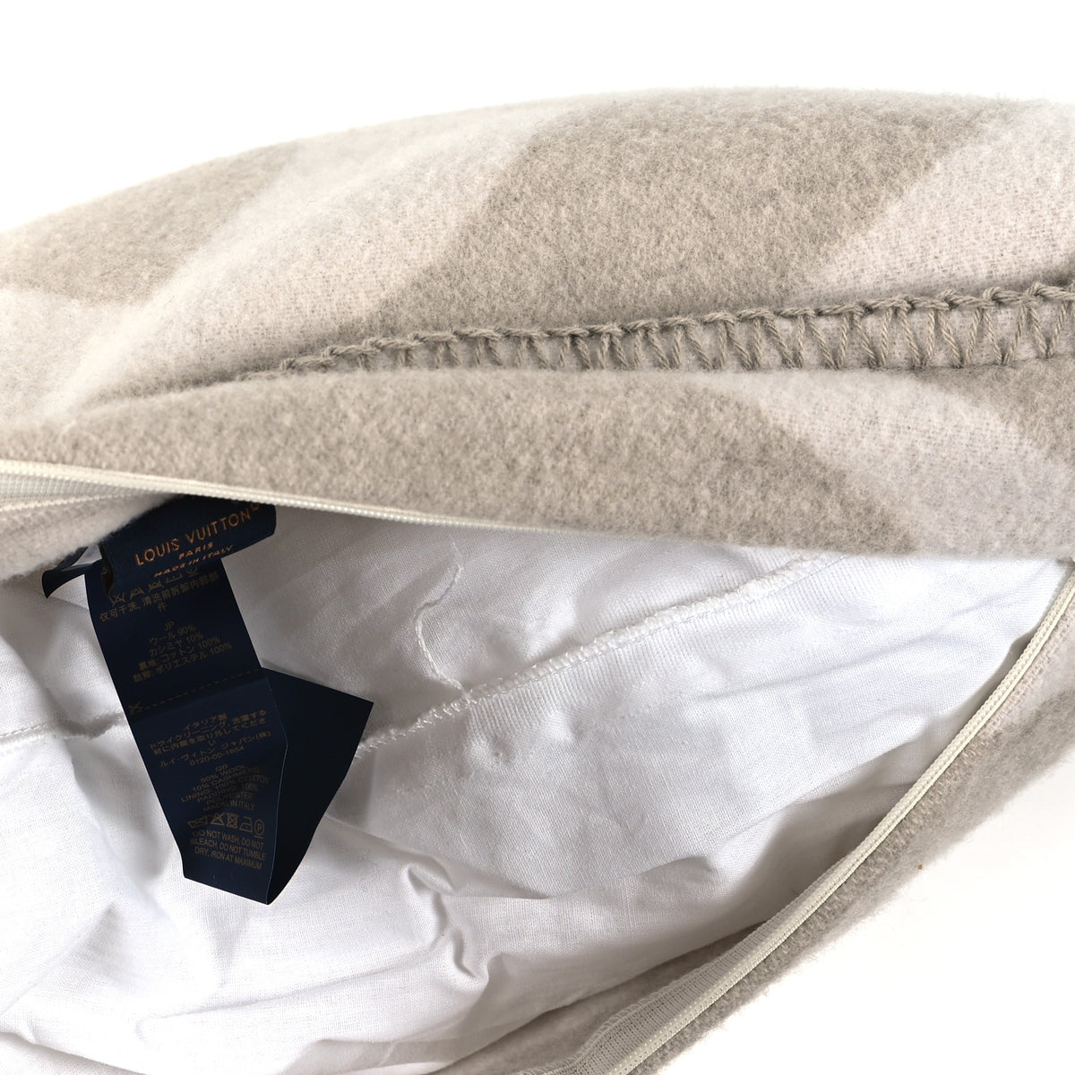 Louis Vuitton Wool Cashmere LV Medallion Cushion  Greige 3 of 3