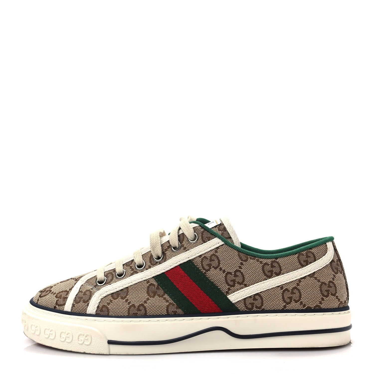 Gucci GG Monogram Web Womens 1977 Tennis Sneakers 39 Beige Ebony Mystic White 1 of 8