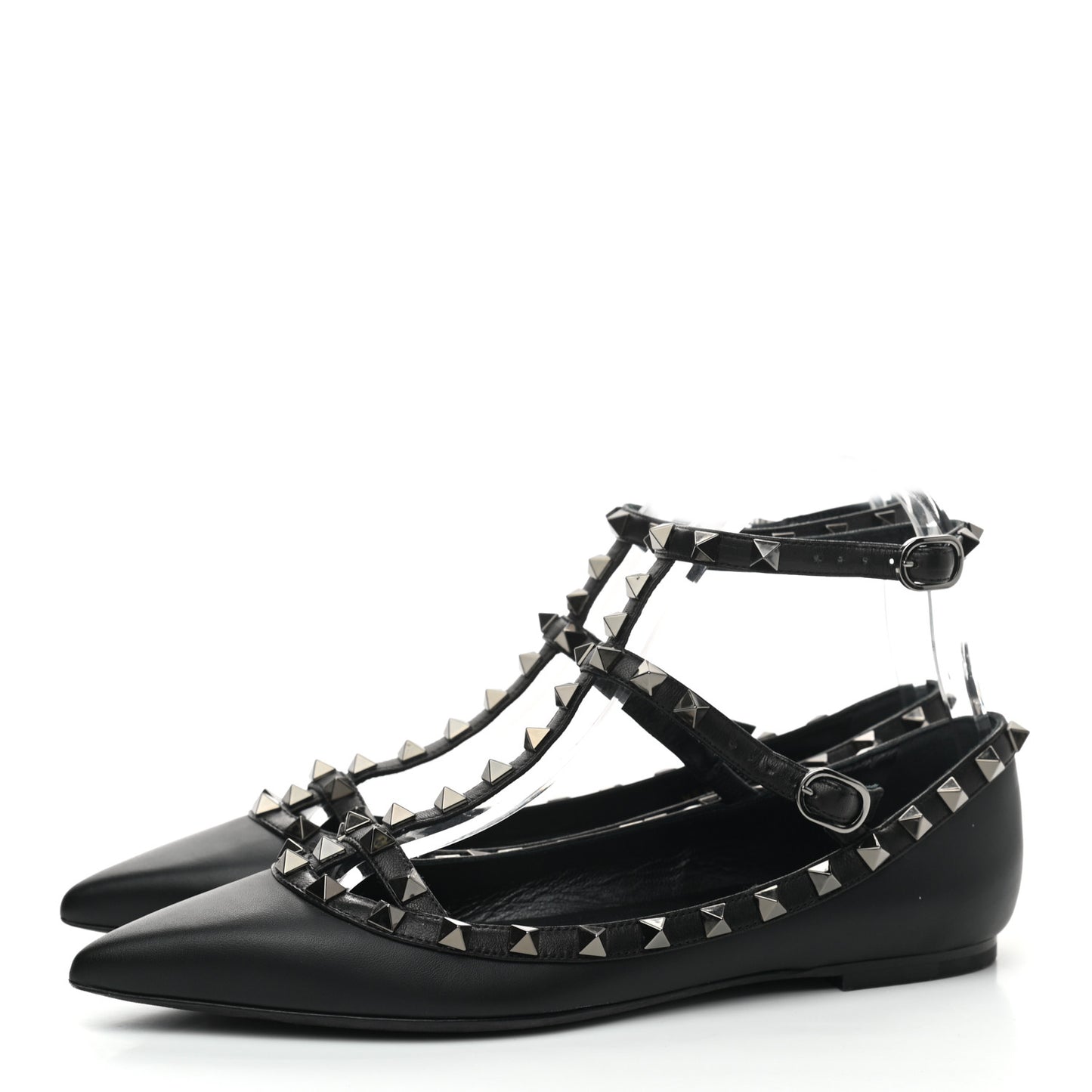 Nappa Rockstud Cage Ballerina Flats 38 Black
