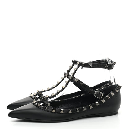 Valentino Garavani Nappa Rockstud Cage Ballerina Flats 38 Black 3 of 8
