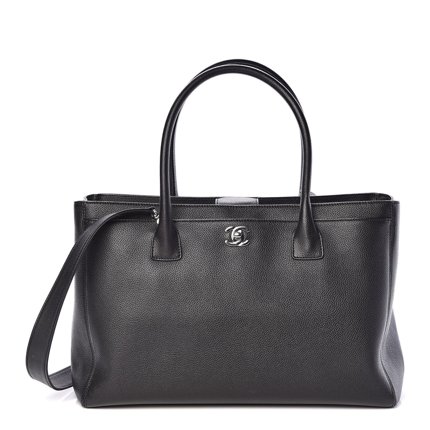 Calfskin Cerf Executive Shopper Tote Black