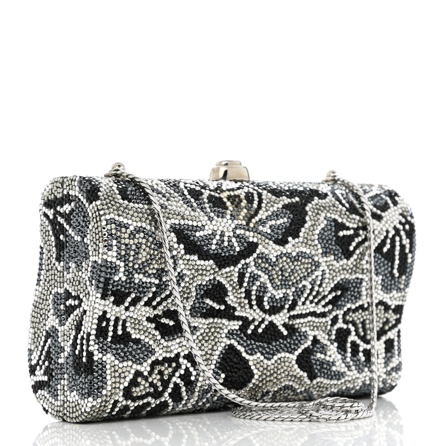 Swarovski Crystal Minaudiere Clutch Silver Multicolor