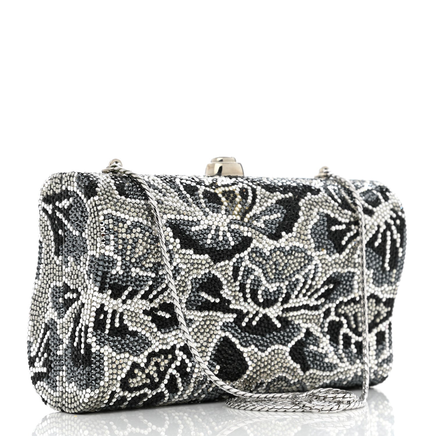 Judith Leiber Swarovski Crystal Minaudiere Clutch Silver Multicolor 4 of 12