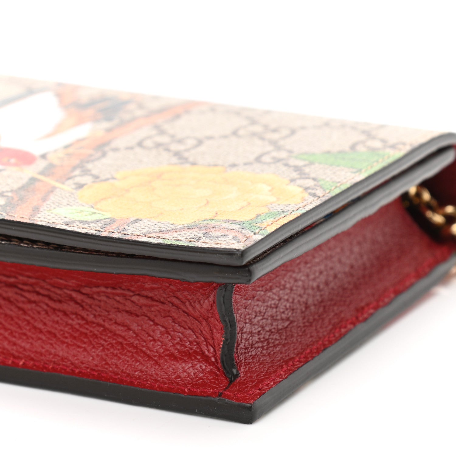 Gucci GG Supreme Monogram Tian Chain Wallet Beige Multicolor Red 10 of 10