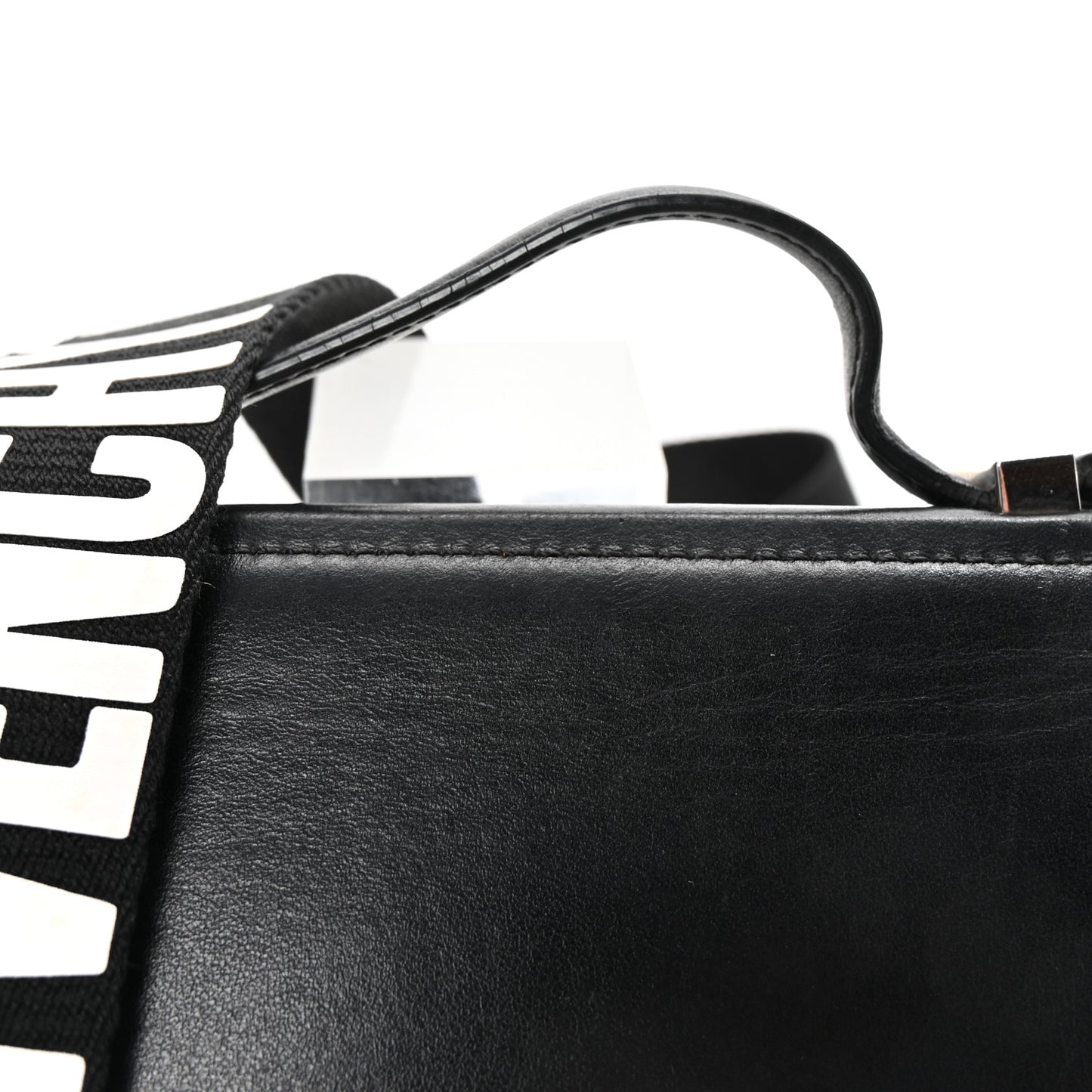 Calfskin Mini Pandora Box Logo Strap Crossbody Bag Black