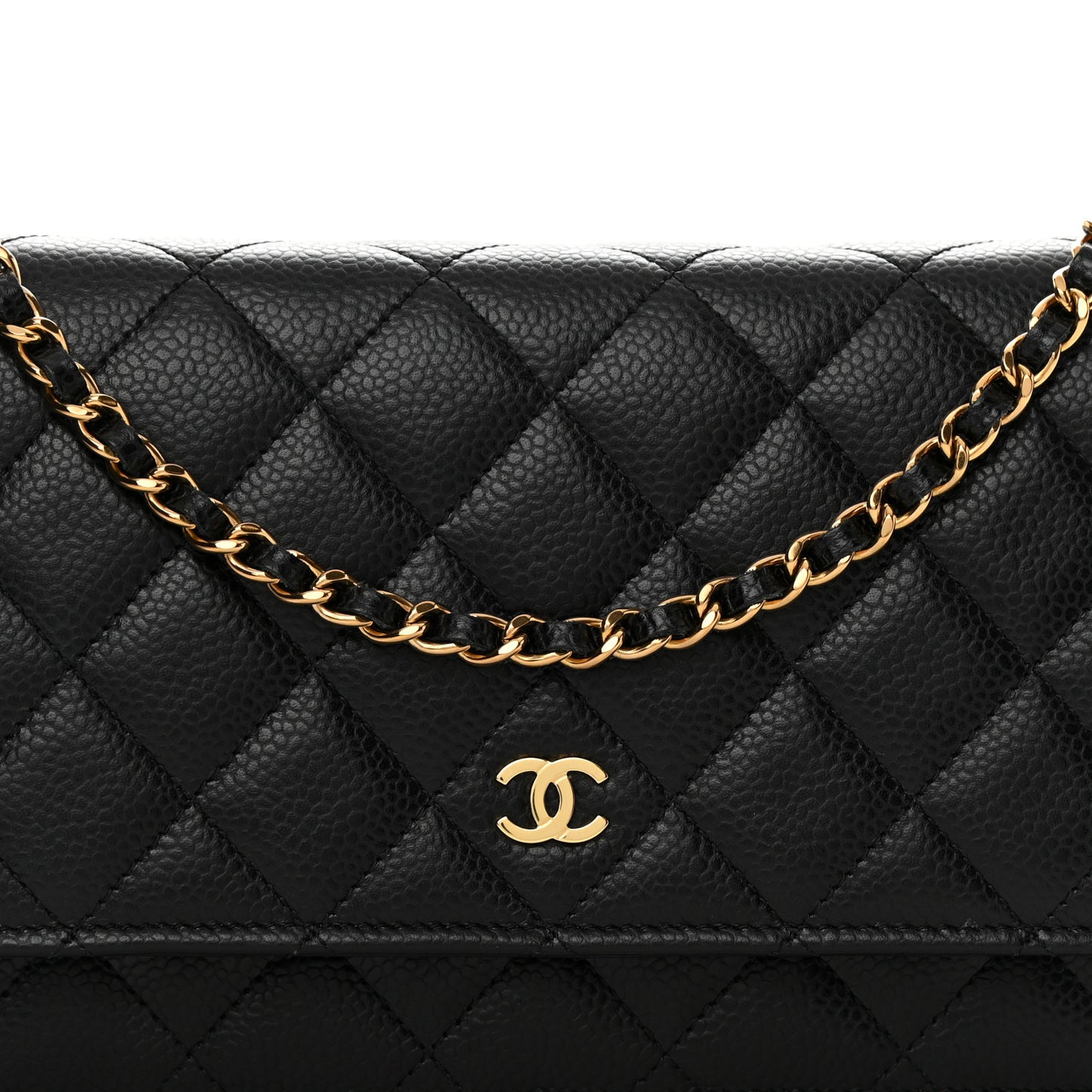 Caviar Quilted Wallet on Chain WOC Black