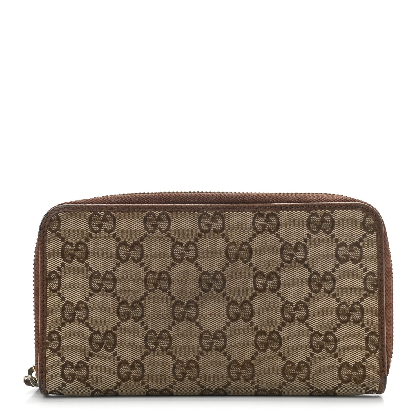 Monogram Dollar Calfskin Zip Around Wallet Beige Ebony Tabacco