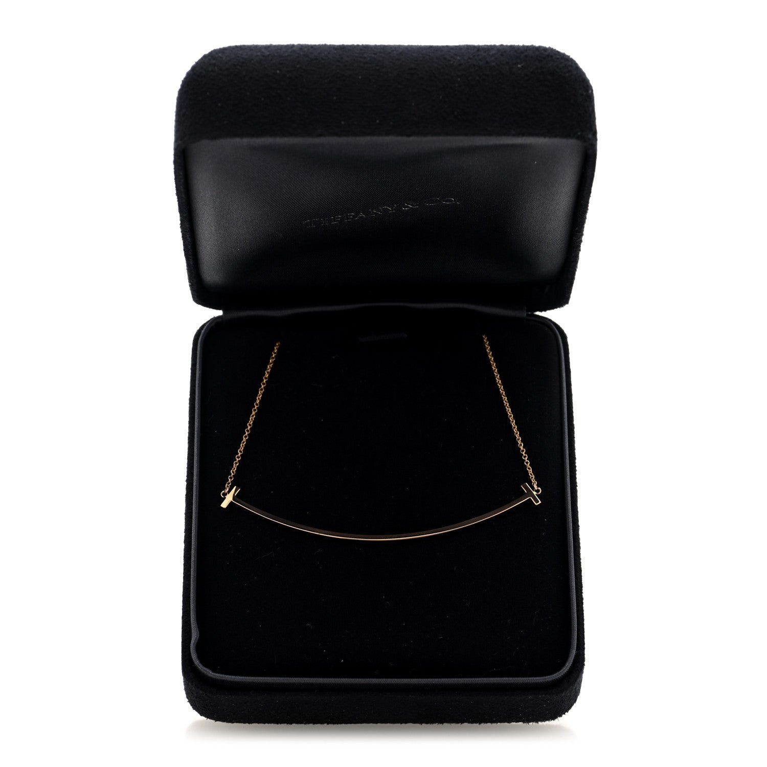 Tiffany 18K Rose Gold T Smile Pendant Necklace 5 of 5