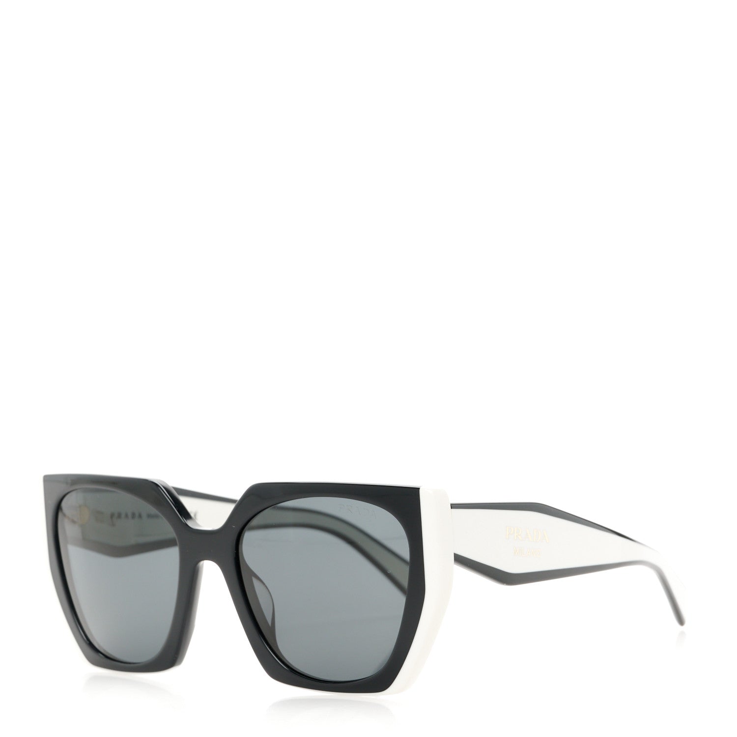 Prada Acetate Sunglasses SPR 15W Black White 1 of 8