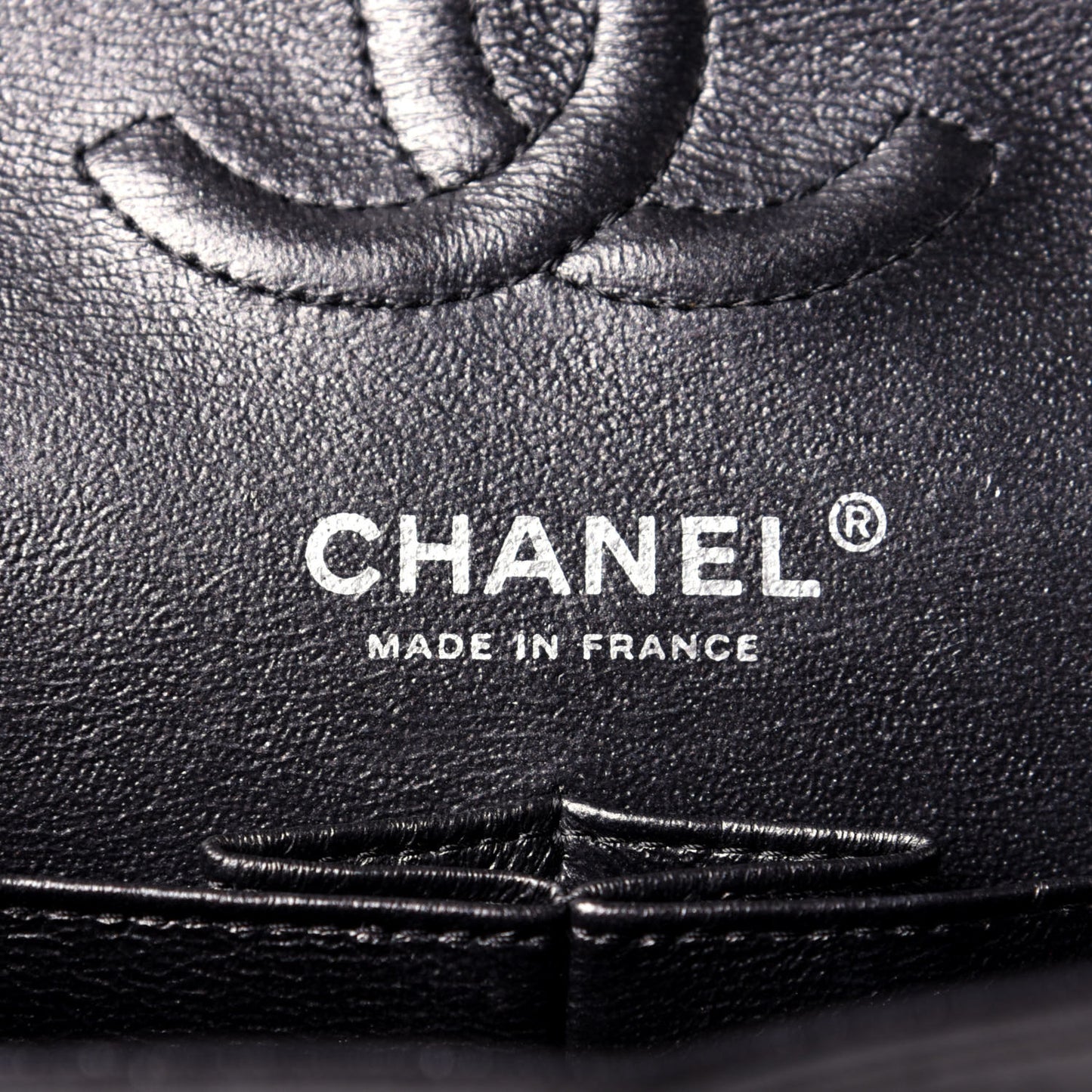 Patent Crumpled Calfskin Chevron Quilted Small Double Flap So Black