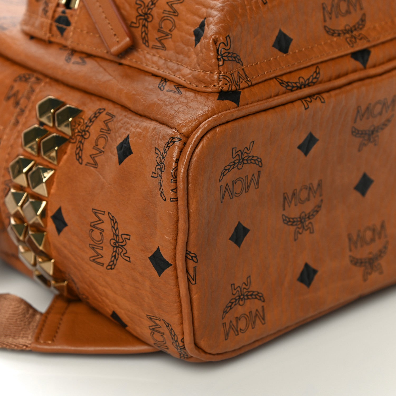 MCM Visetos Side Stud Mini Stark Backpack Cognac 8 of 11