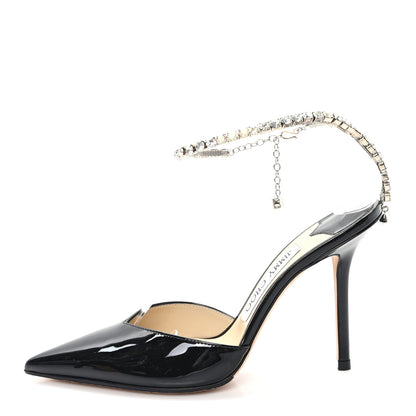 Jimmy Choo Patent Crystal Saeda 100 Pumps 36 Black 1 of 8