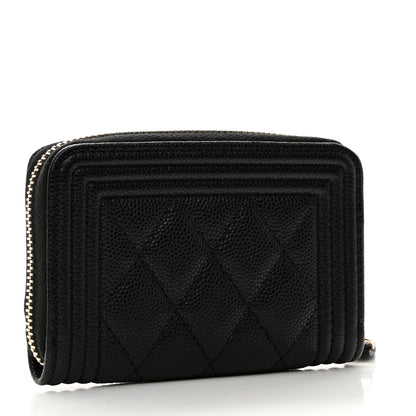 Chanel Caviar Quilted Boy Zip Around Coin Purse Wallet Black 3 of 8