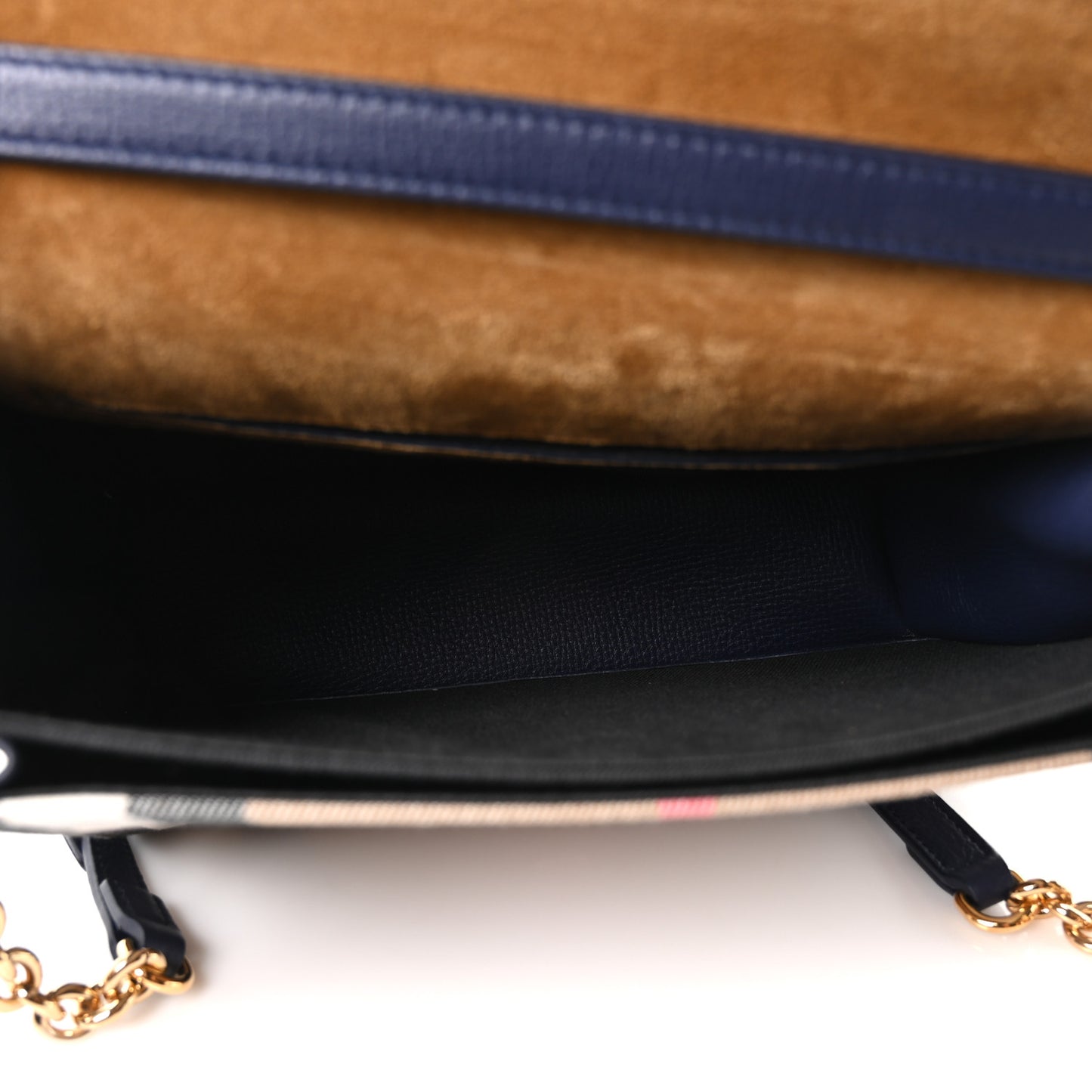 Derby Calfskin House Check Small Macken Crossbody Bag Regency Blue