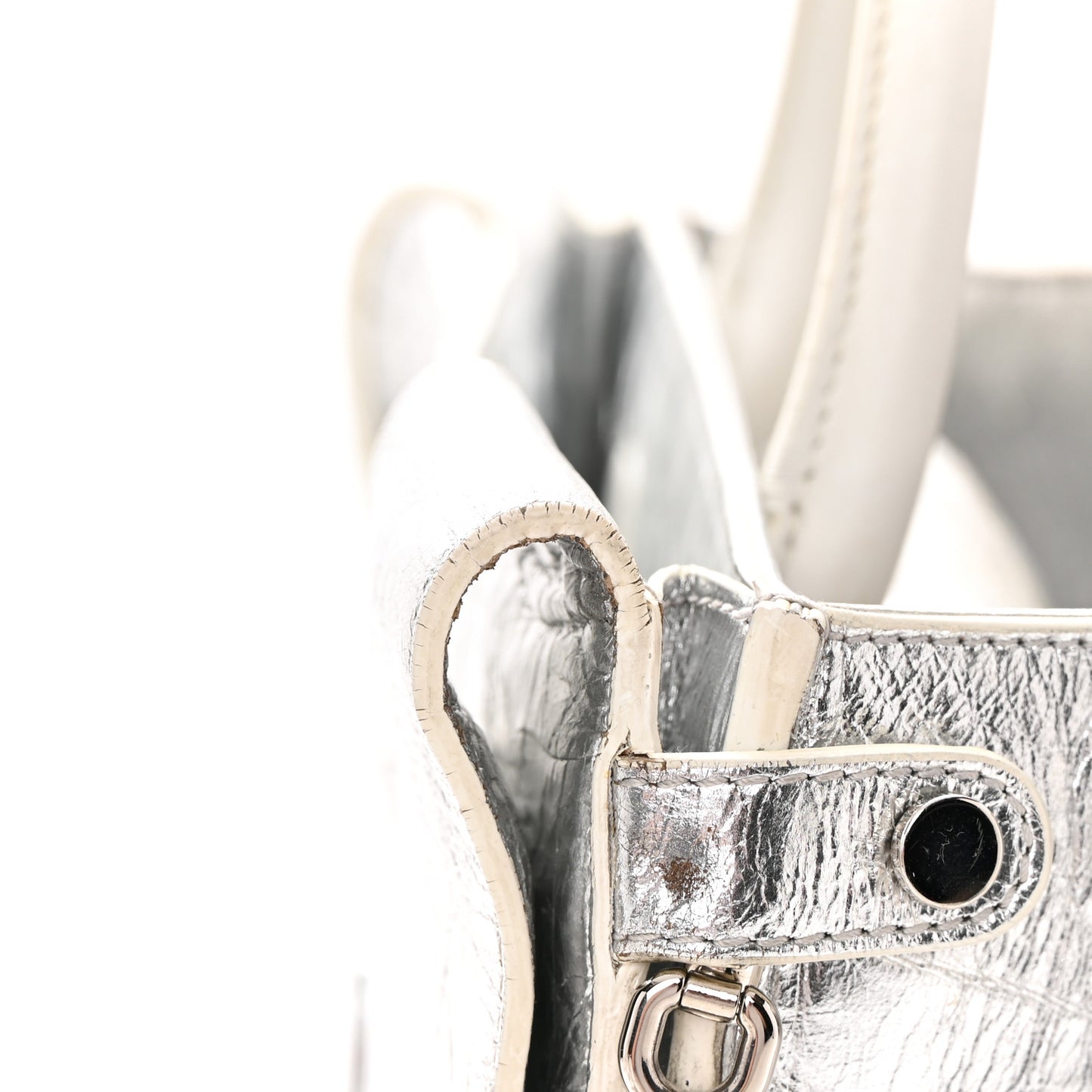 Metallic Calfskin Medium Diorever Flap Silver
