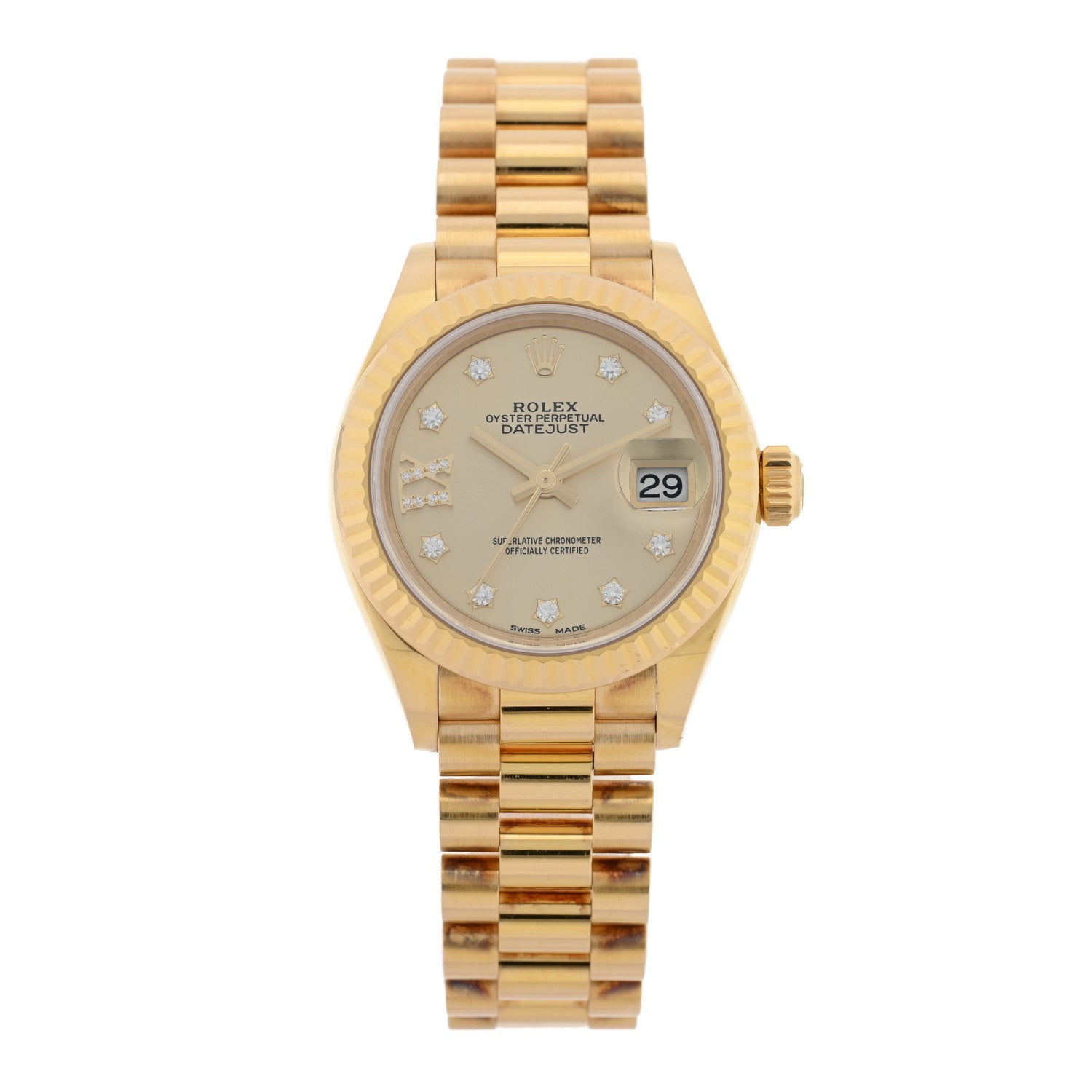 Rolex 18K Yellow Gold Diamond 28mm Datejust President Watch Champagne 279178 1 of 5