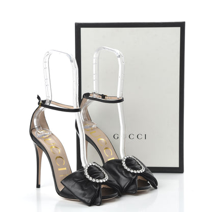 Gucci Nappa Ilse Pleated Bow Sandals 37 Black 8 of 8