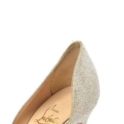 Christian Louboutin Glitter Mini Specchio Iriza 100 Pumps 37 Ivory Light Gold 8 of 10