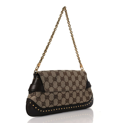 Gucci Monogram Studded Small Horsebit Clutch Dark Brown 3 of 11
