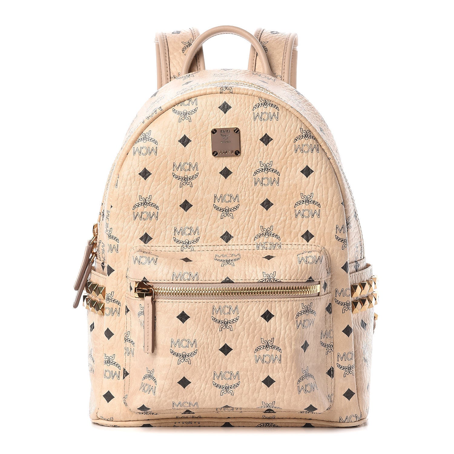 MCM Visetos Small Side Stud Stark Backpack Beige 1 of 11