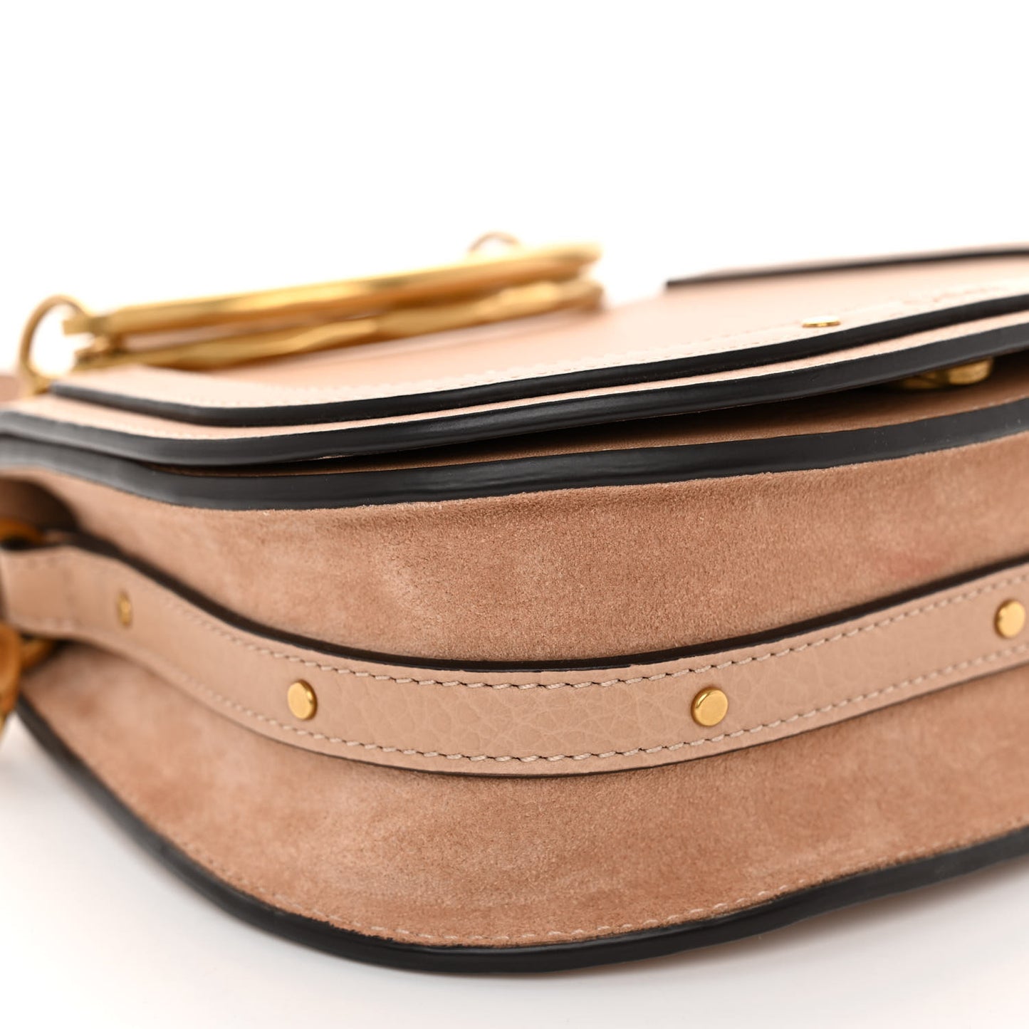 Calfskin Suede Small Nile Bracelet Bag Bleached Brown