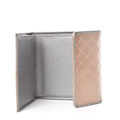 Chanel Metallic Calfskin Diamond Stitched Card Holder Wallet Gold Silver 7 of 19