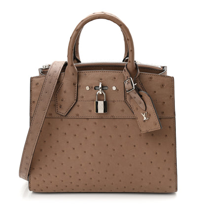 Louis Vuitton Ostrich City Steamer PM Gris 1 of 8