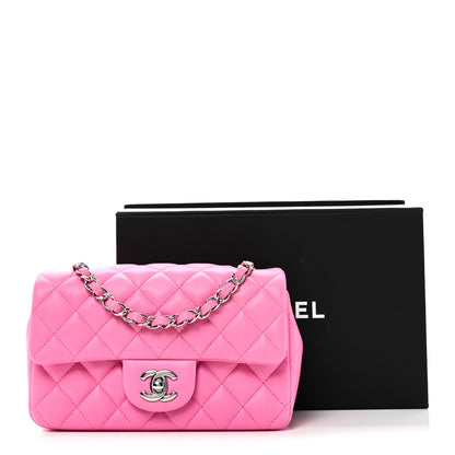 Chanel Lambskin Quilted Mini Rectangular Flap Neon Pink 11 of 11