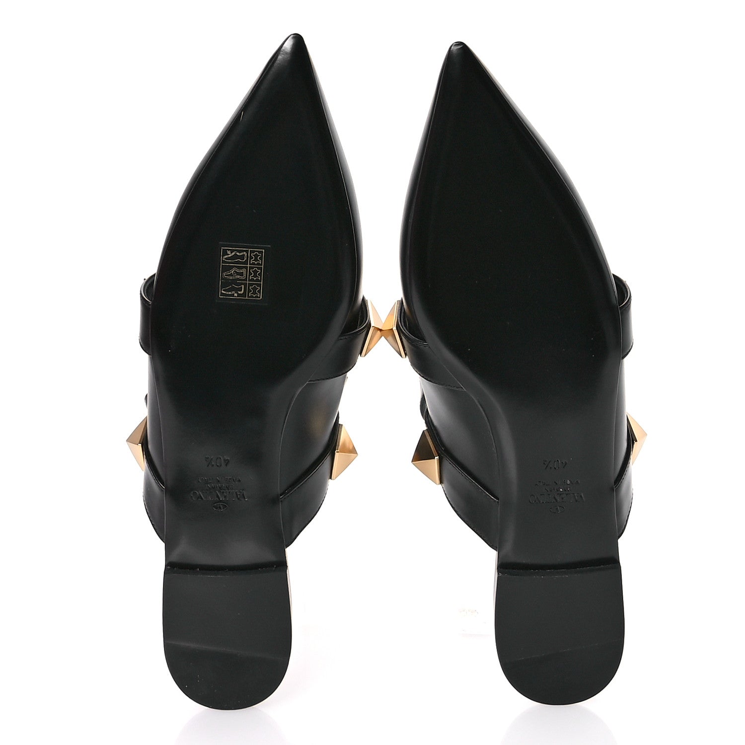 Valentino Garavani Calfskin Roman Stud Ankle Strap Flat Mules 40.5 Black 6 of 9