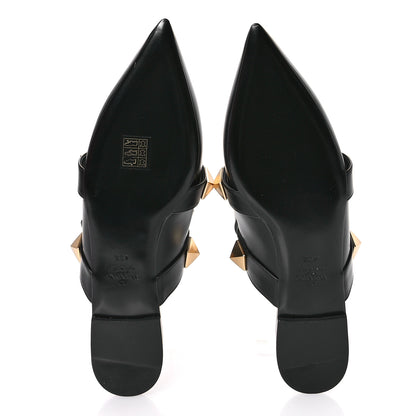 Valentino Garavani Calfskin Roman Stud Ankle Strap Flat Mules 40.5 Black 6 of 9
